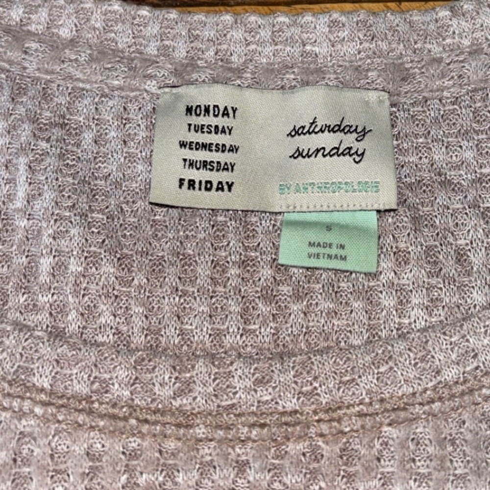 Anthropologie Saturday Sunday Womens Wendy Waffle Knit Ruffle Long Sleeve Top S - Picture 3 of 8
